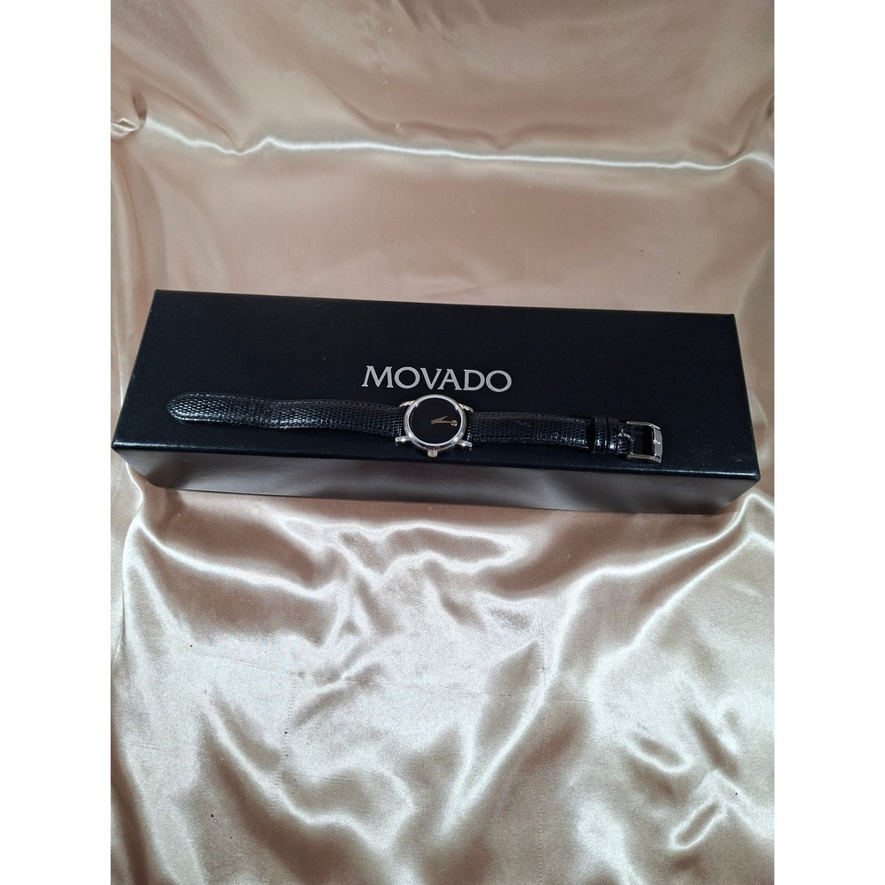Ladies Movado Museum Swiss Quartz Black Dial Leather Strap Watch MO.01.3.14.6001 - Picture 9 of 10